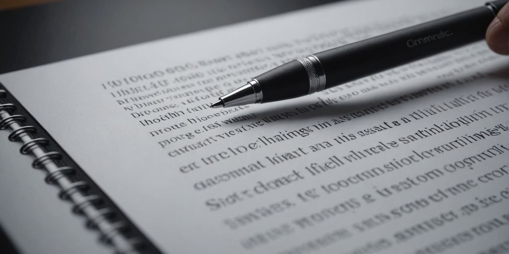 AI text proofreader with pen and document