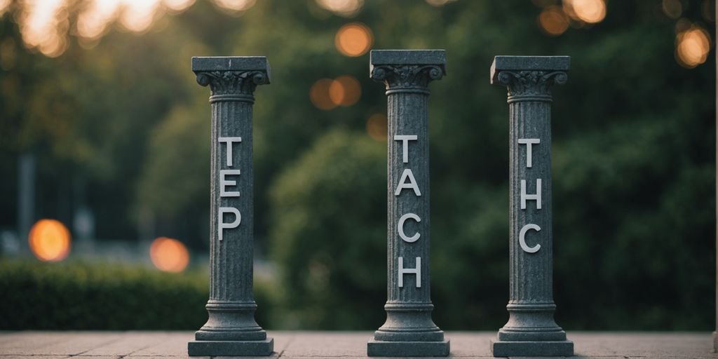 Three pillars symbolizing Teach AI Program's foundation principles.