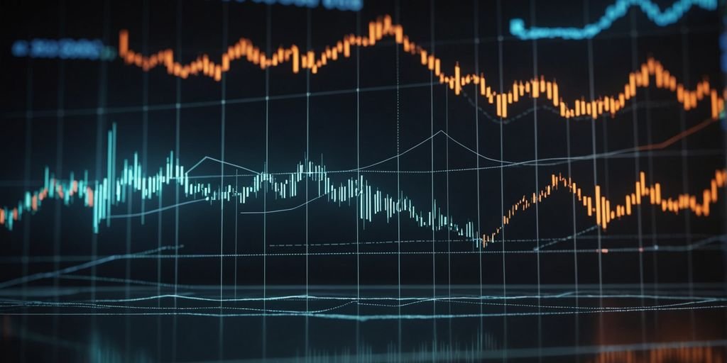 Graph of tech stocks rising with AI elements